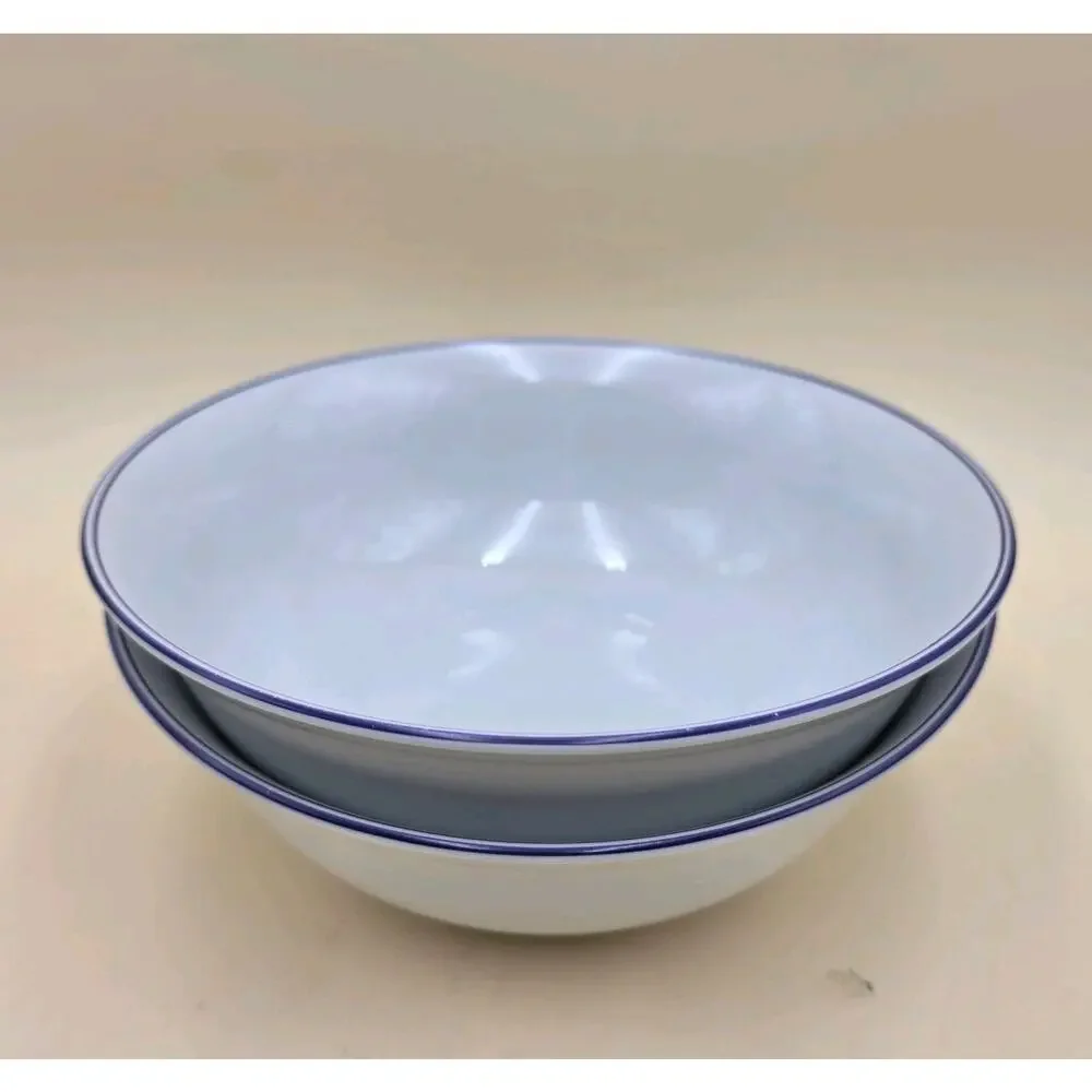 Alfoldi Porcelan Serving Bowl Set of 2 Blue Rim 10